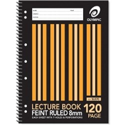 OLYMPIC LECTURE BOOK SL870 A4 120Page Spiral, Ruled 8mm